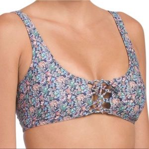 NEW L*Space Romi Bikini Top: Navy floral, Small